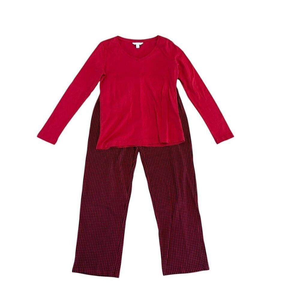 NEW Charter Club Women's Small Red Black Gingham Plaid Winter Pant Pajama Set